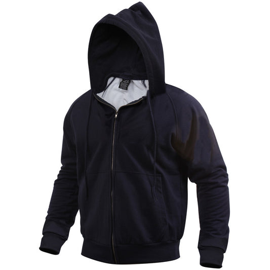 Navy - Thermal-Lined Full Zip Hooded Sweatshirt Heayweight Hoodie