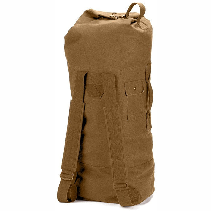 Coyote Brown - Military GI Style Double Strap Duffle Bag 22 in. x 38 in. - Cotton Canvas